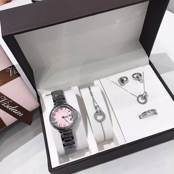 fashion bracelet necklace ring earring watch 5-piece set first choice for gift giving, Silver
fashion bracelet necklace ring earring watch 5-piece set first choice for gift giving, Silver