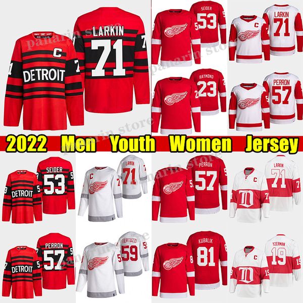 #71 dylan larkin reverse retro hockey jersey #53 moritz seider red wings#57 david perron lucas raymond dominik kubalik tyler bertuzzi gordie, Black;red
#71 dylan larkin reverse retro hockey jersey #53 moritz seider red wings#57 david perron lucas raymond dominik kubalik tyler bertuzzi gordie, Black;red