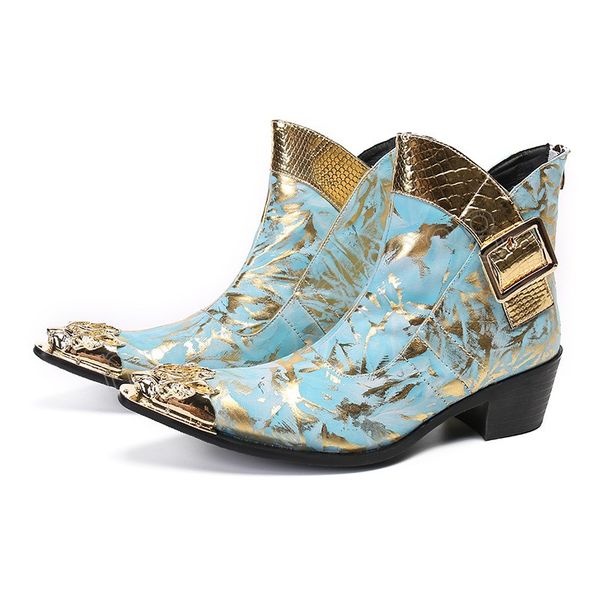blue luxury leather ankle boots men western boots men golden metal toe party botas hombre big sizes, Black
blue luxury leather ankle boots men western boots men golden metal toe party botas hombre big sizes, Black