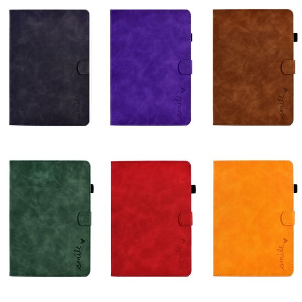 Fashion Smile Leather Wallet Cases For Ipad 10.9 2022 10.9inch Heart Love Ancient Vintage Old Business ID Card Slot Holder Flip Cover Book Kickstand P