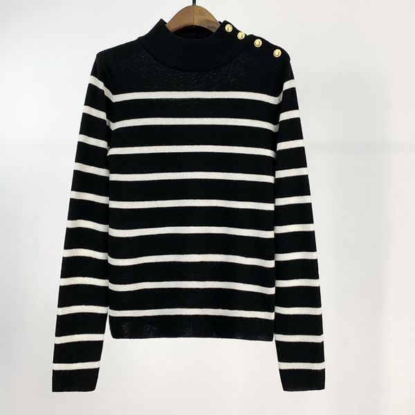 women's sweater crew neck shoulder button super large elastic pure woolen shirt 233g horizontal stripe winter undercoat casual s-xl, White;black
women's sweater crew neck shoulder button super large elastic pure woolen shirt 233g horizontal stripe winter undercoat casual s-xl, White;black