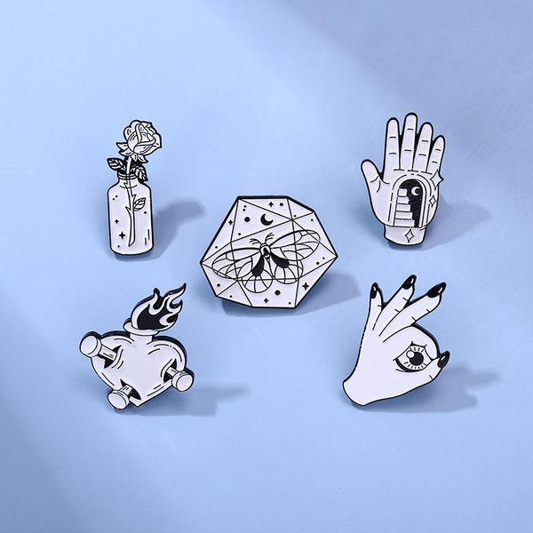 black white rose alloy brooches creative simple ok gesture butterfly lacquered badge buckle fashion lapel pins, Gray
black white rose alloy brooches creative simple ok gesture butterfly lacquered badge buckle fashion lapel pins, Gray