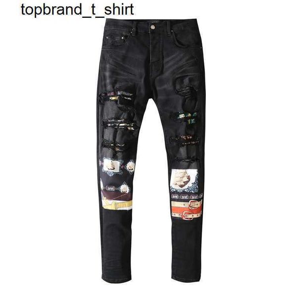 men's jeans designer amirs hole patch black slim fit small elastic fashion streetwear jeans men, Blue
men's jeans designer amirs hole patch black slim fit small elastic fashion streetwear jeans men, Blue