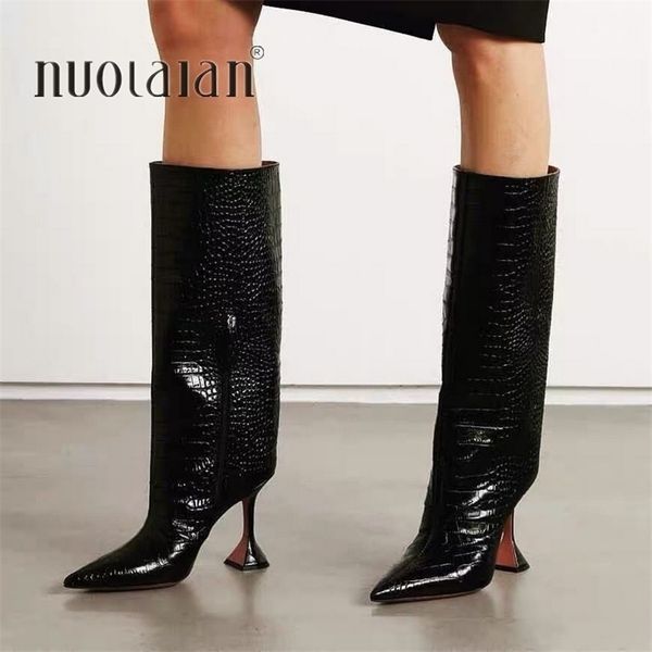boots brand fashion women knee high pointed toe footwear 10.5cm heels female long party shoes winter 221109, Black
boots brand fashion women knee high pointed toe footwear 10.5cm heels female long party shoes winter 221109, Black