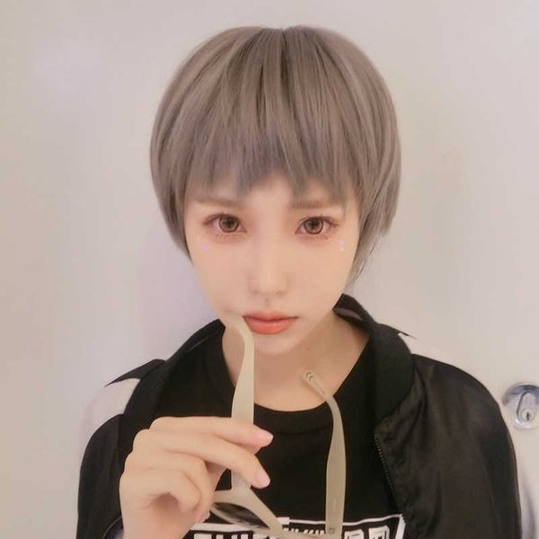 hair lace wigs wig female short hair net red fashion handsome neutral dog gnawing two-dimensional bangs ffy natural bobo headgear, Black
hair lace wigs wig female short hair net red fashion handsome neutral dog gnawing two-dimensional bangs ffy natural bobo headgear, Black