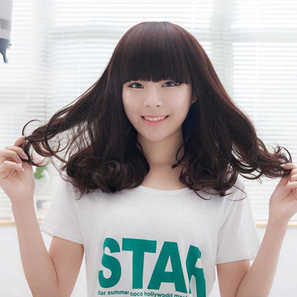 hair lace wigs women's middle school pear flower bangs head set long curly hair big wave wig, Black
hair lace wigs women's middle school pear flower bangs head set long curly hair big wave wig, Black
