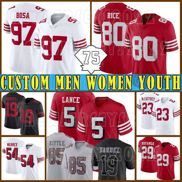 85 george kittle 5 trey lance football jersey christian mccaffrey talanoa hufanga nick bosa jimmy garoppolo deebo samuel fred warner brandon, Black;red
85 george kittle 5 trey lance football jersey christian mccaffrey talanoa hufanga nick bosa jimmy garoppolo deebo samuel fred warner brandon, Black;red