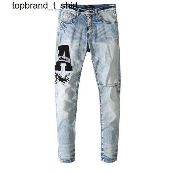 men's jeans designer amirs summer patch embroidery hole scratch jeans men washing water streetwear pants, Blue
men's jeans designer amirs summer patch embroidery hole scratch jeans men washing water streetwear pants, Blue