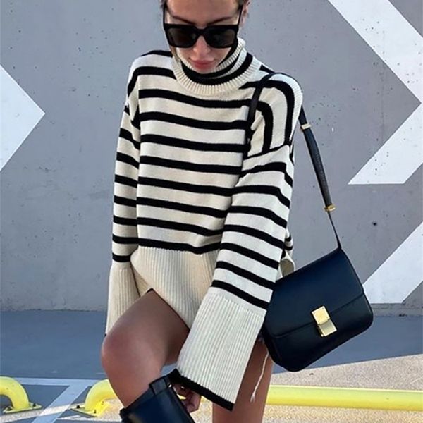 women's sweaters forefair autumn winter oversized knitted pullover women turtleneck long sleeve khaki striped loose sweater casual fash, White;black
women's sweaters forefair autumn winter oversized knitted pullover women turtleneck long sleeve khaki striped loose sweater casual fash, White;black