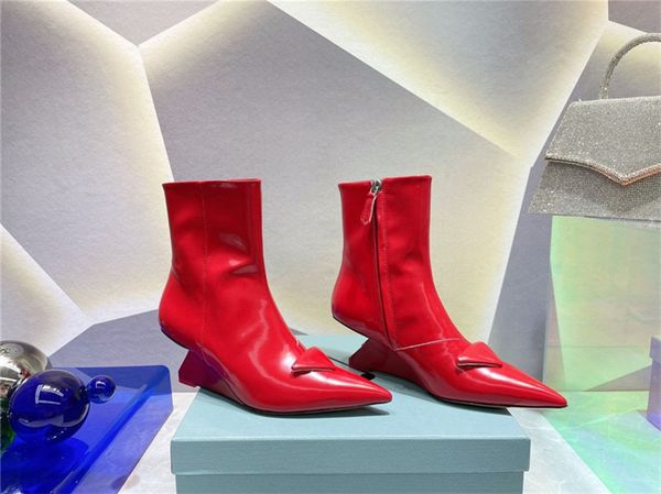 designer luxury red oxblood leather pointed block heel ankle boots with original box, Black
designer luxury red oxblood leather pointed block heel ankle boots with original box, Black