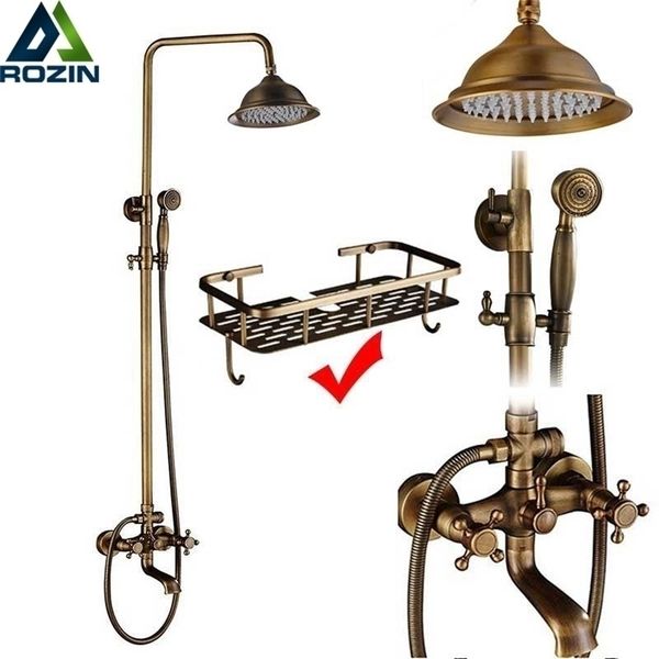 bathroom shower heads rozin brass antique faucet set wall mount dual handle with handshower shelf mixer tap 221108
bathroom shower heads rozin brass antique faucet set wall mount dual handle with handshower shelf mixer tap 221108