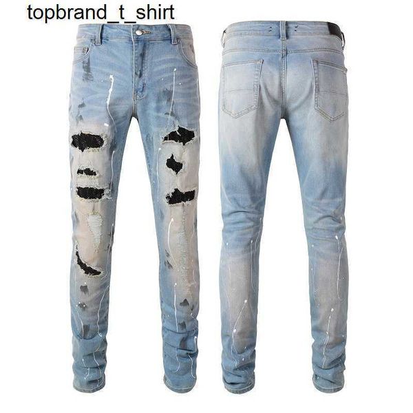 men's jeans designer amirs ironed drilled graffiti jeans slim fitting leggings fashion streetwear male pants, Blue
men's jeans designer amirs ironed drilled graffiti jeans slim fitting leggings fashion streetwear male pants, Blue