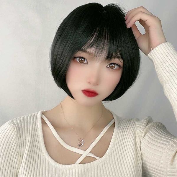 hair lace wigs korean short straight hair bobo flat bangs chemical fiber wig female head set, Black
hair lace wigs korean short straight hair bobo flat bangs chemical fiber wig female head set, Black