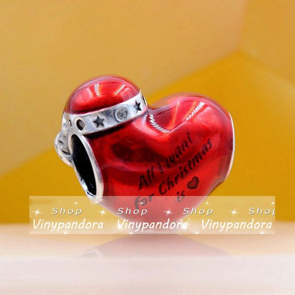 925 sterling silver metallic red christmas heart charm bead fits european pandora style jewelry charm bracelets, Black
925 sterling silver metallic red christmas heart charm bead fits european pandora style jewelry charm bracelets, Black
