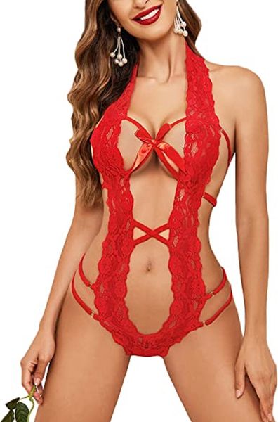 women deep v halter lingerie panties teddy one piece bodysuit lace babydoll, Red;black
women deep v halter lingerie panties teddy one piece bodysuit lace babydoll, Red;black