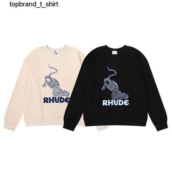 men's hoodies designer sweatshirts rhude leopard new leopard print gram neck sweater men women hoodie, Black 
men's hoodies designer sweatshirts rhude leopard new leopard print gram neck sweater men women hoodie, Black