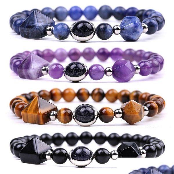 beaded natural pyramid faceted stone strand bracelet semiprecious amethyst rose quartz tiger eye beaded yoga obsidian sodalite brace dhgid, Black
beaded natural pyramid faceted stone strand bracelet semiprecious amethyst rose quartz tiger eye beaded yoga obsidian sodalite brace dhgid, Black