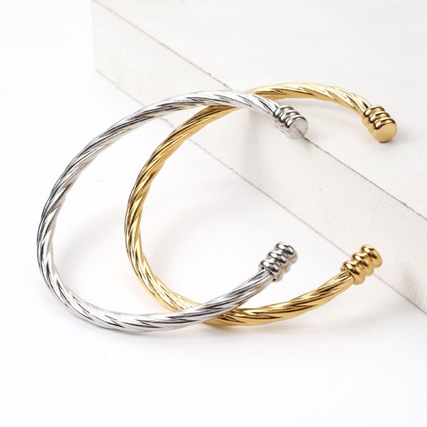 bangle european titanium steel gold bracelet women's jewelry electroplated 18k gold open twisted bracelets wholesale, Black
bangle european titanium steel gold bracelet women's jewelry electroplated 18k gold open twisted bracelets wholesale, Black