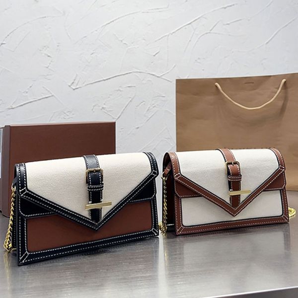 chain flap crossbody bag canvas shoulder messenger bags fashion letters genuine leather gold hardware women clutch handbags purse