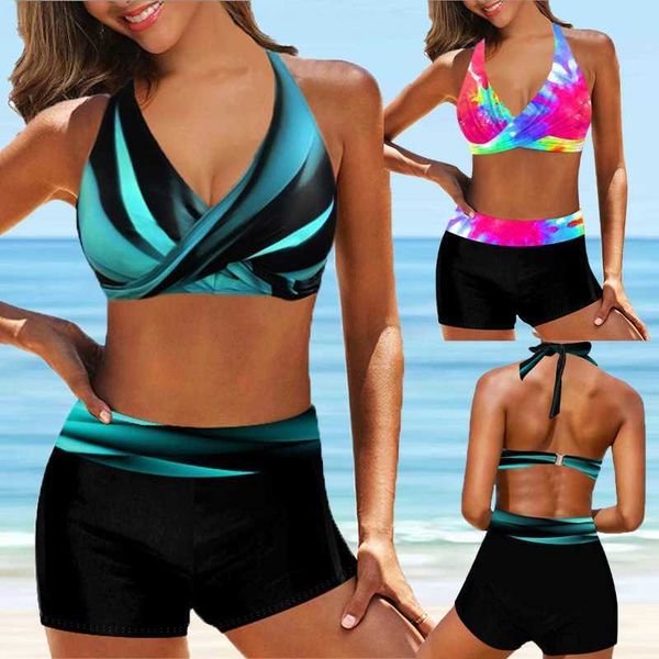 new women's printed bikini neck strap chest cross swimsuit women's clothing, White;black
new women's printed bikini neck strap chest cross swimsuit women's clothing, White;black