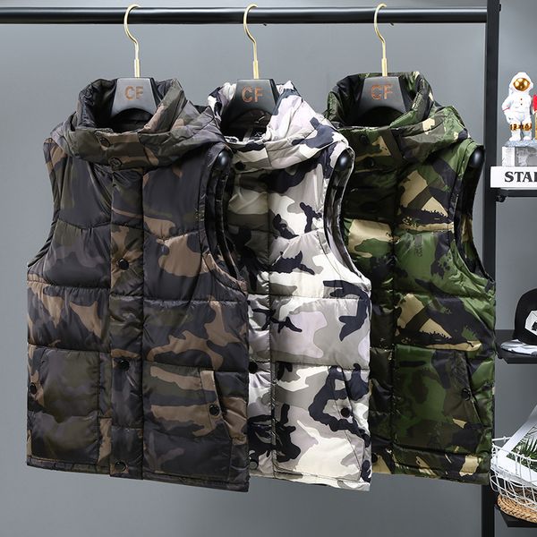 autumn and winter hooded vest men's korean casual camouflage large student vest fashion waistcoat, Black;white
autumn and winter hooded vest men's korean casual camouflage large student vest fashion waistcoat, Black;white