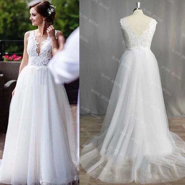 real image elegant sleeveless lace wedding dress v-neck 2022 a-line appliques bridal gown vestido de novia, White
real image elegant sleeveless lace wedding dress v-neck 2022 a-line appliques bridal gown vestido de novia, White