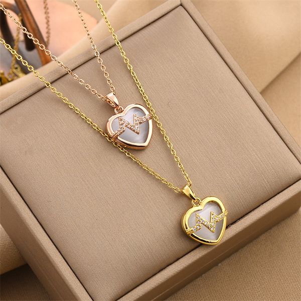 classic opal heart pendant necklace 18k gold stainless steel necklaces jewelry for women gift, Silver
classic opal heart pendant necklace 18k gold stainless steel necklaces jewelry for women gift, Silver