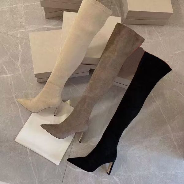 women's over knee suede designer boots fashion pointed velvet zipper high heels 8.5cm luxury party wedding shoes gift box size 35-40, Black
women's over knee suede designer boots fashion pointed velvet zipper high heels 8.5cm luxury party wedding shoes gift box size 35-40, Black