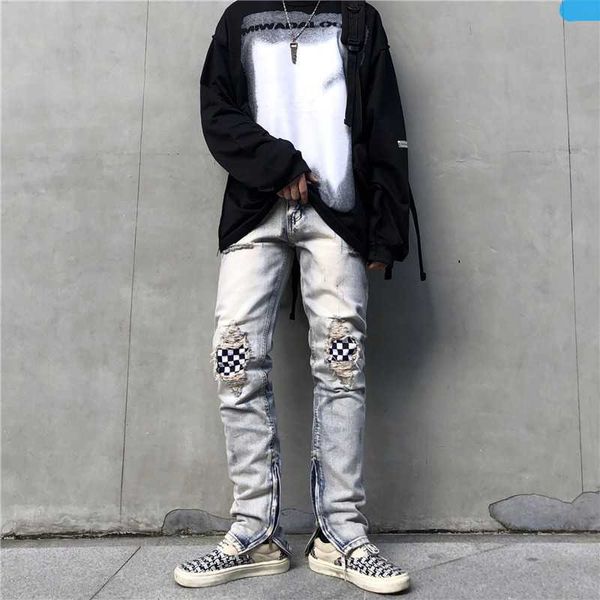 men's hoody fashion designer pants fog jeans high street broken checkerboard patch style zipper slim men justi biber ripped hi, Blue
men's hoody fashion designer pants fog jeans high street broken checkerboard patch style zipper slim men justi biber ripped hi, Blue