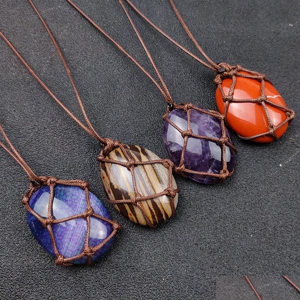 pendant necklaces healing knitting woven oval stone pendant blue white amethyst crystal quartz necklace rope chains for men women fa dhshx, Silver
pendant necklaces healing knitting woven oval stone pendant blue white amethyst crystal quartz necklace rope chains for men women fa dhshx, Silver