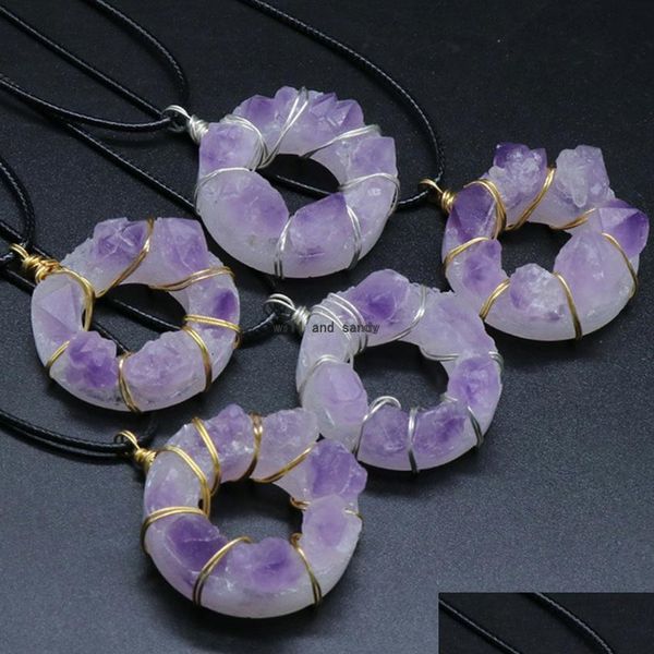 pendant necklaces irregar wire wrapped natural stone amethyst necklace pendant 35mm donut healing crystal collar necklaces for women dh1ob, Silver
pendant necklaces irregar wire wrapped natural stone amethyst necklace pendant 35mm donut healing crystal collar necklaces for women dh1ob, Silver
