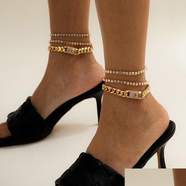 anklets iced out cuban chain anklet bracelet sier gold mtilayer crystal tennis foot bracelets for women summer fashion jewelry will dhsl6, Red;blue
anklets iced out cuban chain anklet bracelet sier gold mtilayer crystal tennis foot bracelets for women summer fashion jewelry will dhsl6, Red;blue