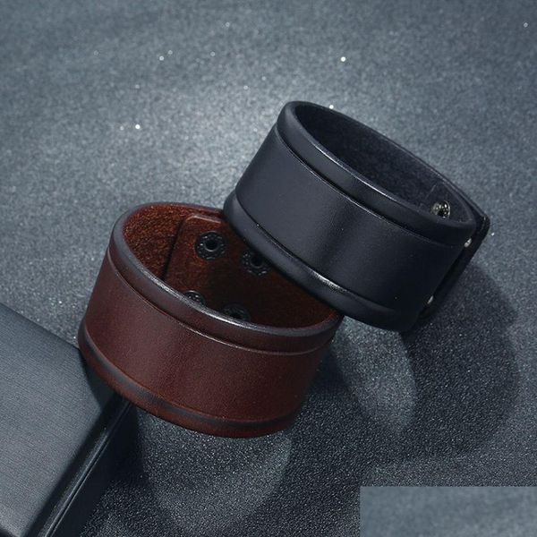 bangle wide cow leather bangle cuff button adjustable bracelet wristand for men women fashion jewelry black drop delivery bracelets dh7k2
bangle wide cow leather bangle cuff button adjustable bracelet wristand for men women fashion jewelry black drop delivery bracelets dh7k2