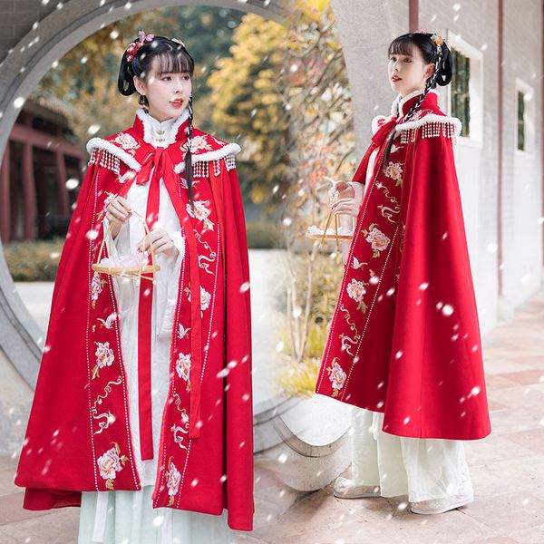 autumn winter women's cape original hanfu and winter clothing thickened velvet embroidered big pendulum cloak, Black
autumn winter women's cape original hanfu and winter clothing thickened velvet embroidered big pendulum cloak, Black