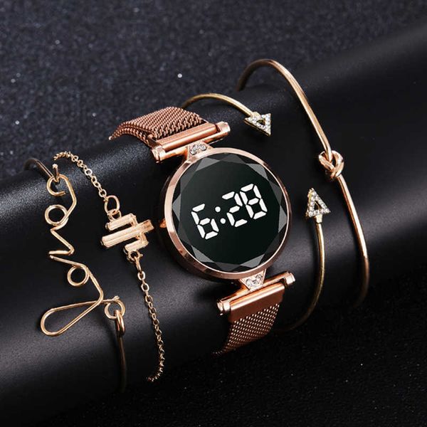 watches 5pcs set bracelet watch women luxury digital magnet rose gold stainless steel led quartz relogio feminino a2l5, Slivery;brown
watches 5pcs set bracelet watch women luxury digital magnet rose gold stainless steel led quartz relogio feminino a2l5, Slivery;brown