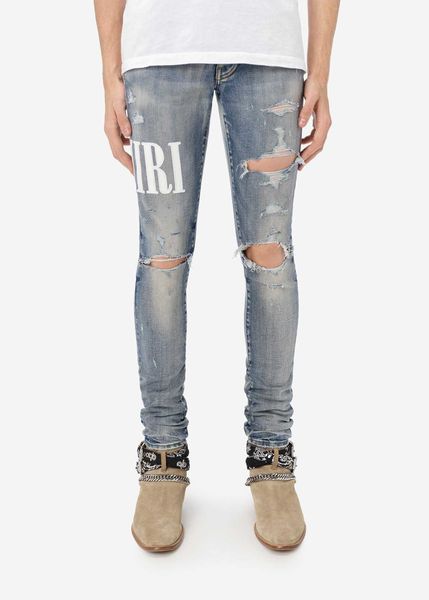 designer jeans amira fashion style leather stitching embroidery letter cutting washing water hole breaking high street men denim cotton slim, Blue
designer jeans amira fashion style leather stitching embroidery letter cutting washing water hole breaking high street men denim cotton slim, Blue