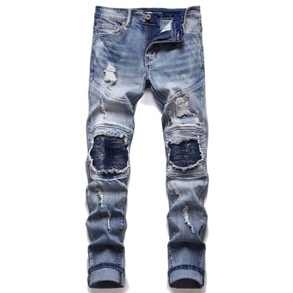 wholesale 2034 men's jeans designer jeans distressed ripped biker slim fit motorcycle denim for men s fashion jean mans pants pour homm, Blue
wholesale 2034 men's jeans designer jeans distressed ripped biker slim fit motorcycle denim for men s fashion jean mans pants pour homm, Blue