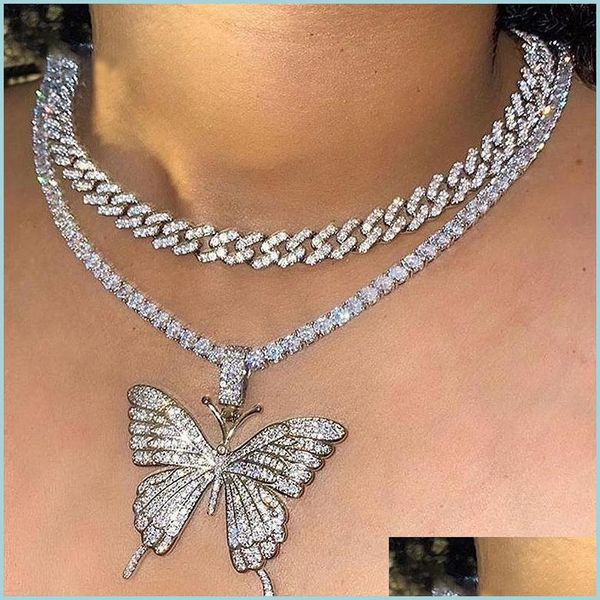 pendant necklaces punk cuban double layer big butterfly pendant necklace fl rhinestone gold sier choker thick chain necklaces women dh2x3, Silver
pendant necklaces punk cuban double layer big butterfly pendant necklace fl rhinestone gold sier choker thick chain necklaces women dh2x3, Silver