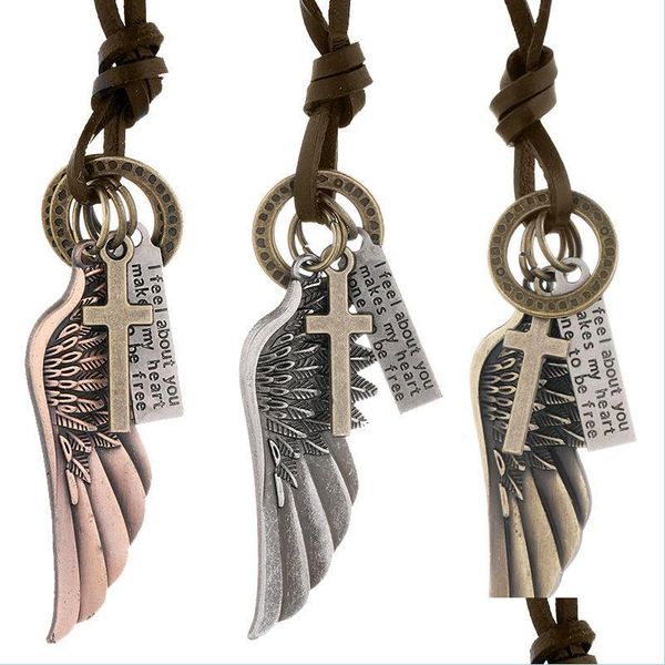 pendant necklaces cross angle wings letter pendant necklace european style long leather necklaces for women men fashion jewelry drop dhicp, Silver
pendant necklaces cross angle wings letter pendant necklace european style long leather necklaces for women men fashion jewelry drop dhicp, Silver