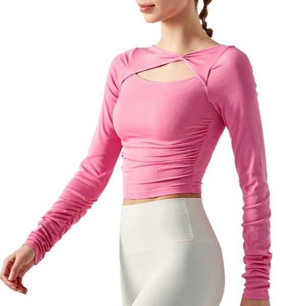 dashu-334 pleated hollow out yoga women's elastic rib bottomed shirt slim fitness suit sports long sleeve t-shirt gym clothes, White
dashu-334 pleated hollow out yoga women's elastic rib bottomed shirt slim fitness suit sports long sleeve t-shirt gym clothes, White