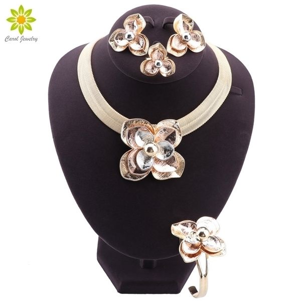 wedding jewelry sets arrival bridal women dubai gold color flower pendant necklace bracelet ring earings set african luxury 221109, Slivery;golden
wedding jewelry sets arrival bridal women dubai gold color flower pendant necklace bracelet ring earings set african luxury 221109, Slivery;golden