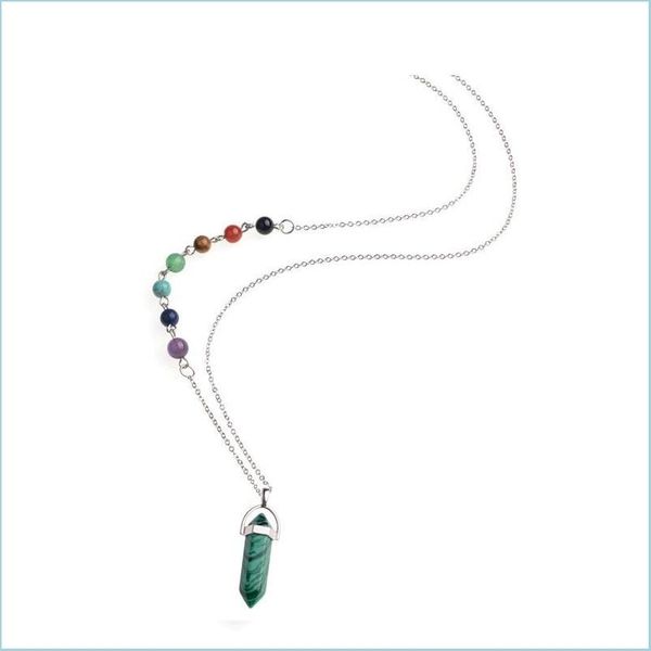 pendant necklaces chakra necklace hexagonal prism stone pendant quartz crystal agates turquoises malachite for women accessories dro dh6j2, Silver
pendant necklaces chakra necklace hexagonal prism stone pendant quartz crystal agates turquoises malachite for women accessories dro dh6j2, Silver
