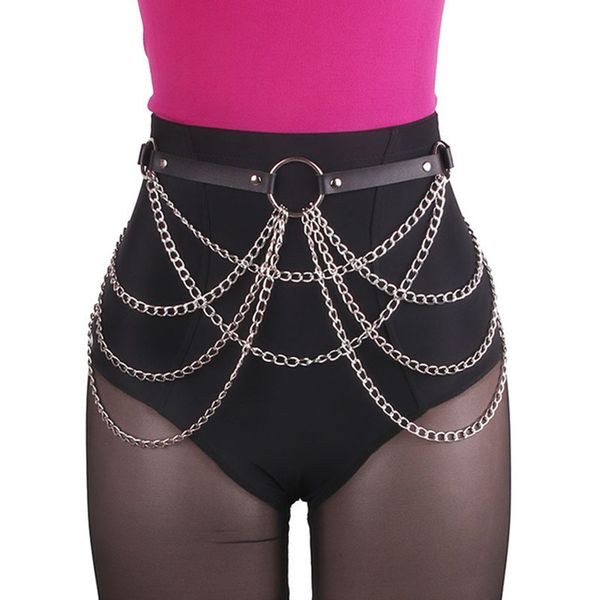 new punk black waist chain belt leather layered belly body chains body jewelry accessories for women and girls, Silver
new punk black waist chain belt leather layered belly body chains body jewelry accessories for women and girls, Silver