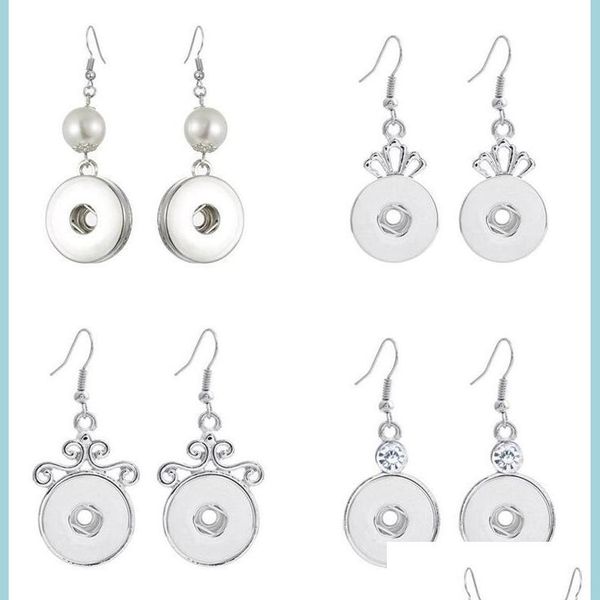 charm 18mm snap earrings vintage sier crystal pearl crown button drop jewelry for women party gift delivery dhali, Golden 
charm 18mm snap earrings vintage sier crystal pearl crown button drop jewelry for women party gift delivery dhali, Golden