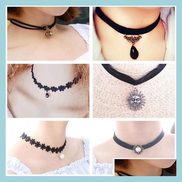 chokers lolita veet black lace chokers punk vintage style charms pendant necklaces jewelry for sale drop delivery pendants dhmzp, Golden;silver
chokers lolita veet black lace chokers punk vintage style charms pendant necklaces jewelry for sale drop delivery pendants dhmzp, Golden;silver
