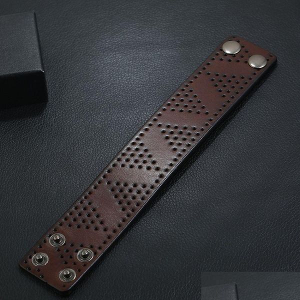 bangle leather triangle hollow hole bangle cuff button adjustable bracelet wristand for men women fashion jewelry drop delivery brace dhkel, Black
bangle leather triangle hollow hole bangle cuff button adjustable bracelet wristand for men women fashion jewelry drop delivery brace dhkel, Black