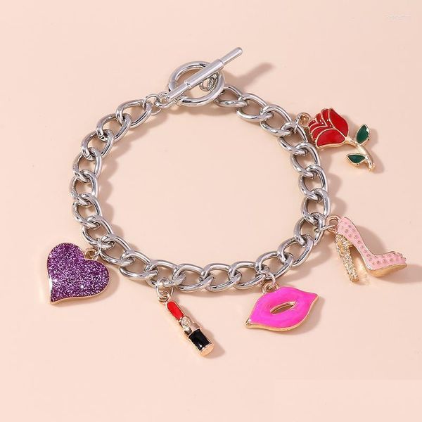 charm bracelets charm bracelets punk thick chain exquisite bangle for women high heels lipstick red lip glitter love flower bracelet dhla2, Golden;silver
charm bracelets charm bracelets punk thick chain exquisite bangle for women high heels lipstick red lip glitter love flower bracelet dhla2, Golden;silver