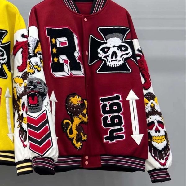 stitched varsity men jackets letterman for skull sports baseball collar leather sleeve streetwear hip hop peace coats embriodery m80k, Black;brown
stitched varsity men jackets letterman for skull sports baseball collar leather sleeve streetwear hip hop peace coats embriodery m80k, Black;brown