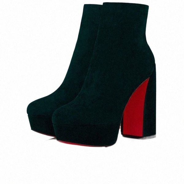 women ankle boot wedding party supper heel reds sole shoes movida booty 130mm black green suede platform pumps round toe short boots 35-43 n
women ankle boot wedding party supper heel reds sole shoes movida booty 130mm black green suede platform pumps round toe short boots 35-43 n