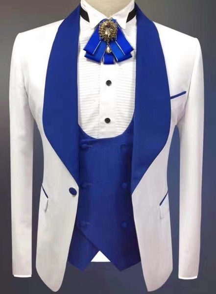 excellent white groom tuxedos royal blue lapel slim fit groomsmen wedding dress fashionable man jacket blazer 3 piece suit, Black;gray
excellent white groom tuxedos royal blue lapel slim fit groomsmen wedding dress fashionable man jacket blazer 3 piece suit, Black;gray